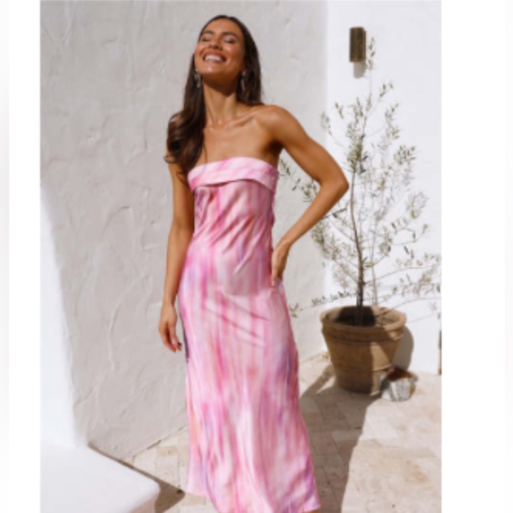 HELLO MOLLY flirting game maxi dress pink